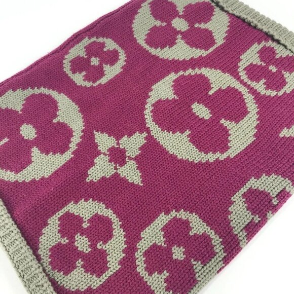 LOUIS VUITTON M72768 Monogram Snood Grand Floor Neck Warmer Scarf wool purple - Picture 13 of 16